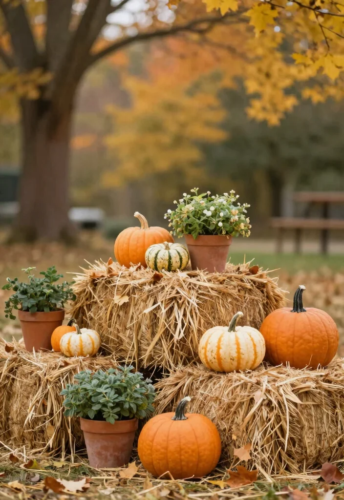 15 Autumn Planter Ideas With Cozy Seasonal Touch 11 15 Autumn Planter Ideas With Cozy Seasonal Touch - 11. Decorative Hay Bales 1