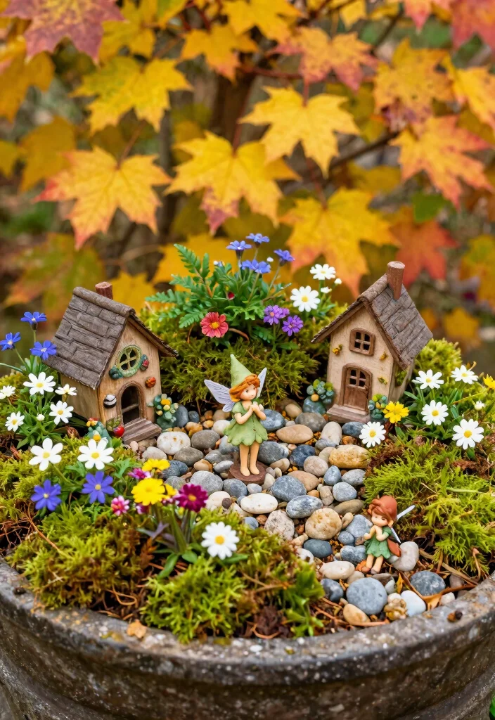 15 Autumn Planter Ideas With Cozy Seasonal Touch 13 15 Autumn Planter Ideas With Cozy Seasonal Touch - 13. Whimsical Fairy Garden 1