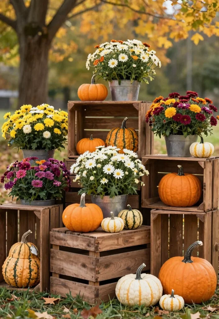 15 Autumn Planter Ideas With Cozy Seasonal Touch 15 15 Autumn Planter Ideas With Cozy Seasonal Touch - 15. Rustic Wooden Crate Planters 1