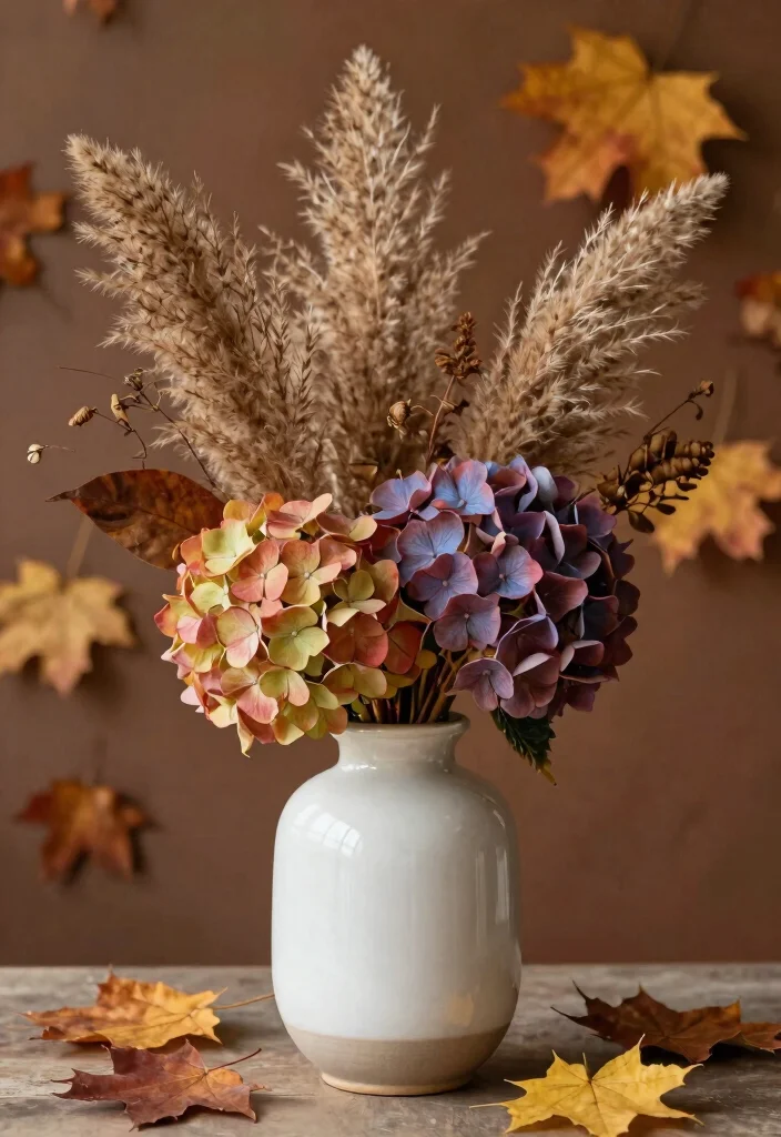 15 Autumn Planter Ideas With Cozy Seasonal Touch 5 15 Autumn Planter Ideas With Cozy Seasonal Touch - 5. Elegant Dried Floral Arrangements 1