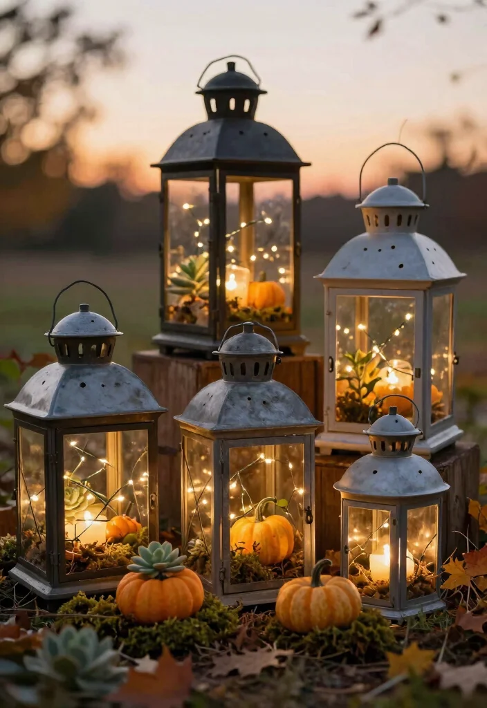 15 Autumn Planter Ideas With Cozy Seasonal Touch 6 15 Autumn Planter Ideas With Cozy Seasonal Touch - 6. Cozy Lantern Planters 1