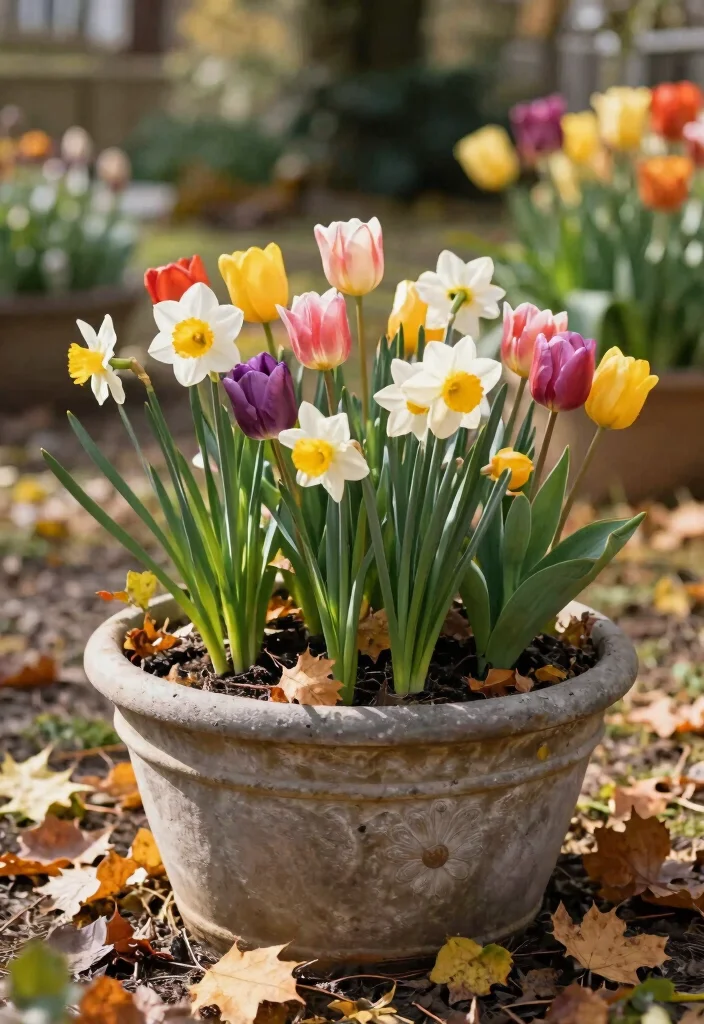 15 Autumn Planter Ideas With Cozy Seasonal Touch 7 15 Autumn Planter Ideas With Cozy Seasonal Touch - 7. Colorful Mixed Bulbs 1