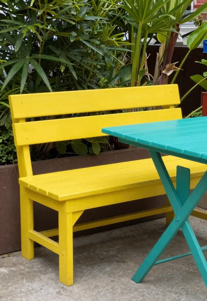 15 Colorful Patio Decorating Ideas That Pop Beautifully - 10. Brightly Painted Furniture 1