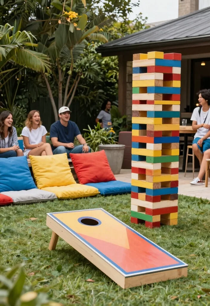 15 Colorful Patio Decorating Ideas That Pop Beautifully - 13. Colorful Outdoor Games 1