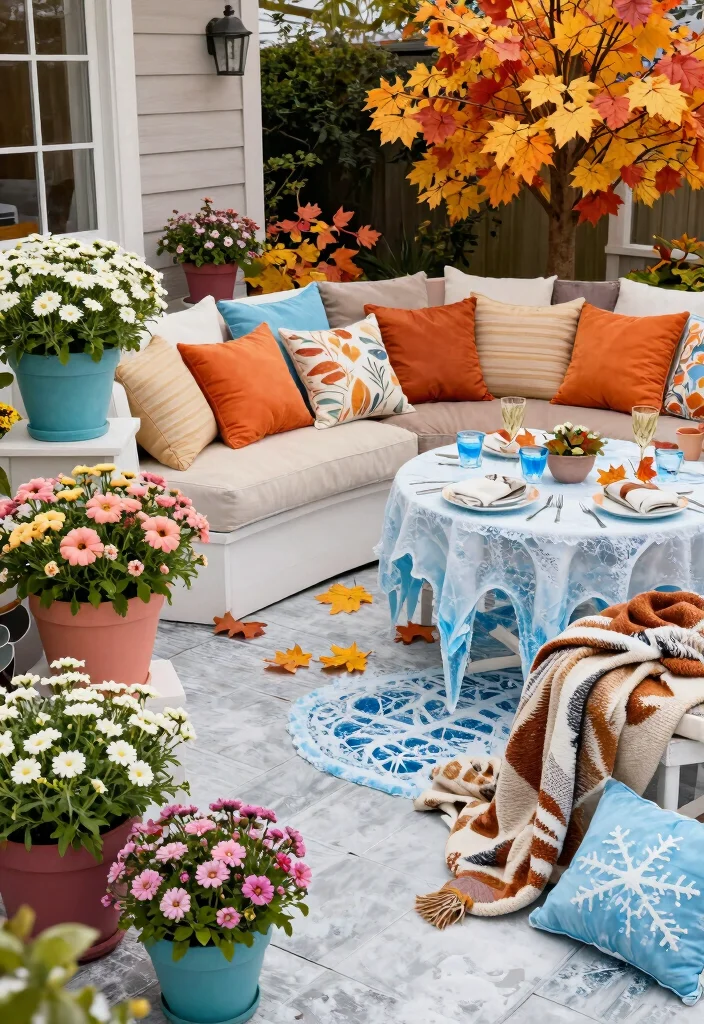 15 Colorful Patio Decorating Ideas That Pop Beautifully - 14. Seasonal Color Changes 1