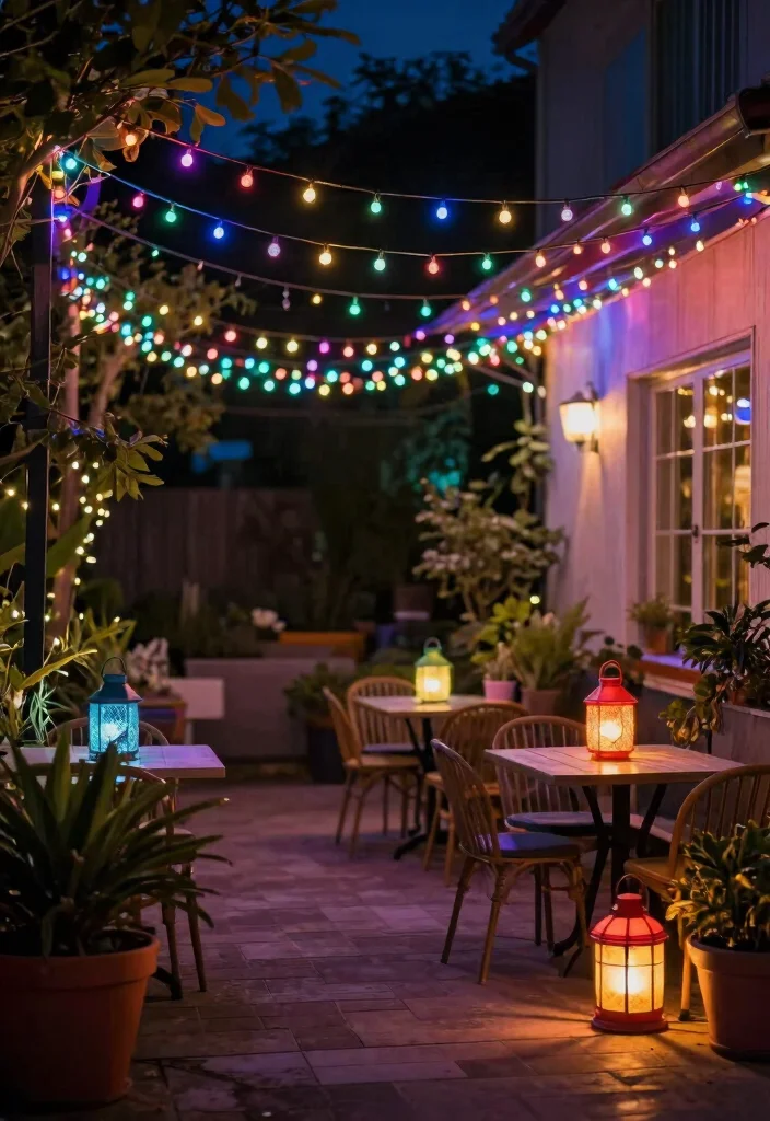 15 Colorful Patio Decorating Ideas That Pop Beautifully - 4. Decorative Outdoor Lighting 1