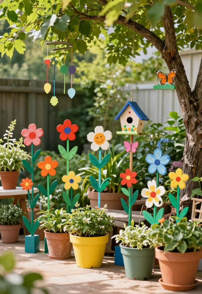 15 Colorful Patio Decorating Ideas That Pop Beautifully - 7. Colorful Garden Accessories 1