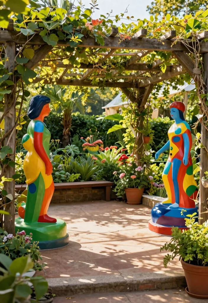 15 Colorful Patio Decorating Ideas That Pop Beautifully - 8. Outdoor Art Installations 1