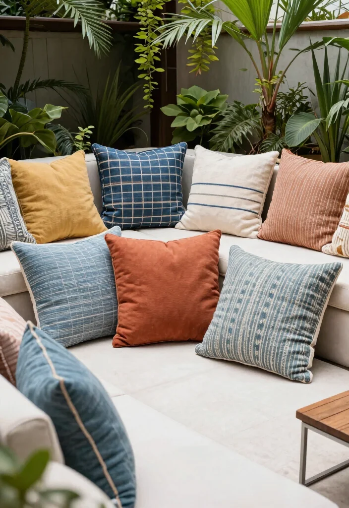 15 Colorful Patio Decorating Ideas That Pop Beautifully - 9. Colorful Throw Pillows 1