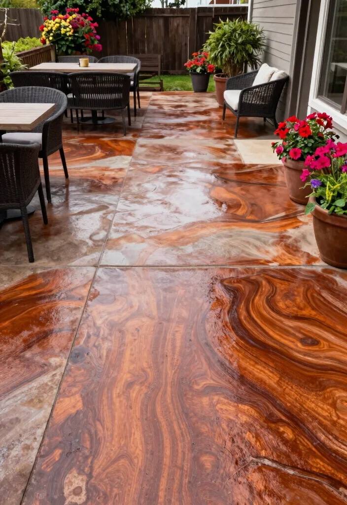 15 Concrete Patio Makeover Ideas With Stunning Results - 15. Upgrade Concrete with Stains or Paint 1