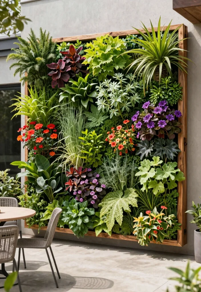 15 Concrete Patio Makeover Ideas With Stunning Results - 2. Vertical Garden Wall 1