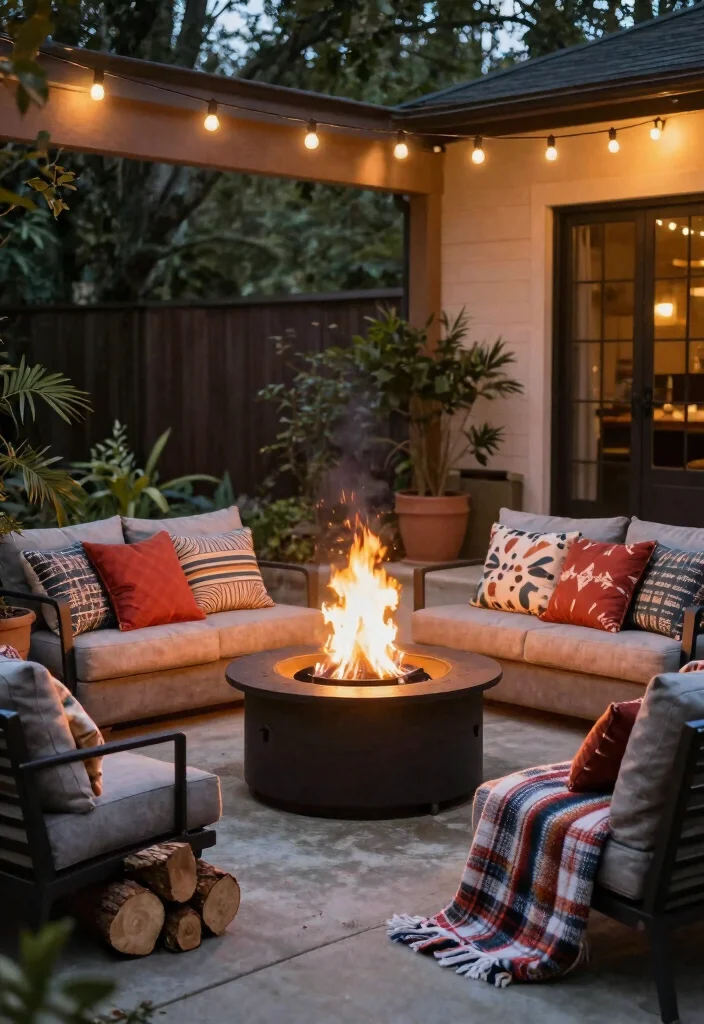 15 Concrete Patio Makeover Ideas With Stunning Results - 3. Create a Cozy Fire Pit 1