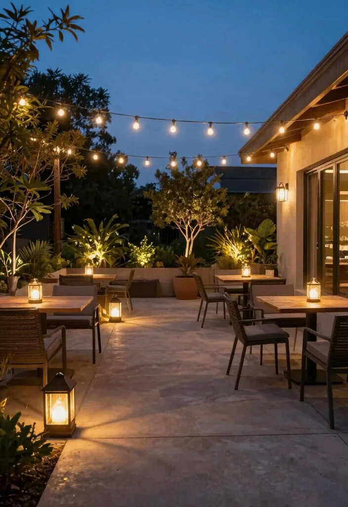15 Concrete Patio Makeover Ideas With Stunning Results - 4. Install Decorative Lighting 1