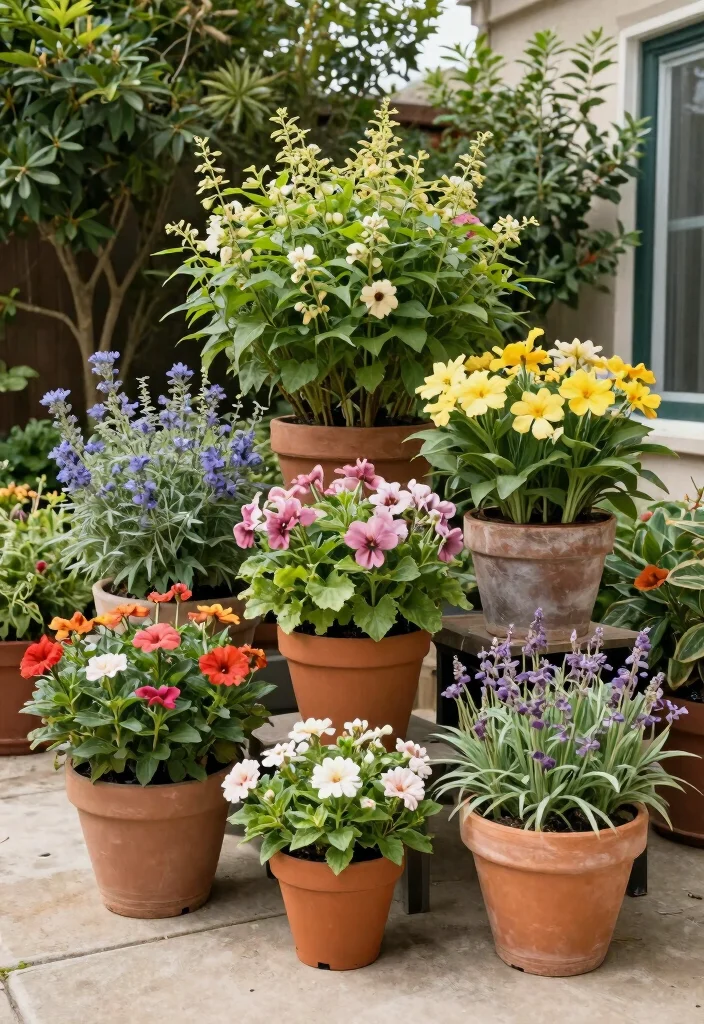 15 Concrete Patio Makeover Ideas With Stunning Results - 5. Plant Container Gardens 1