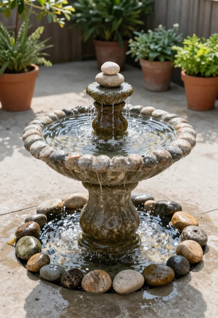 15 Concrete Patio Makeover Ideas With Stunning Results - 7. Incorporate a Water Feature 1