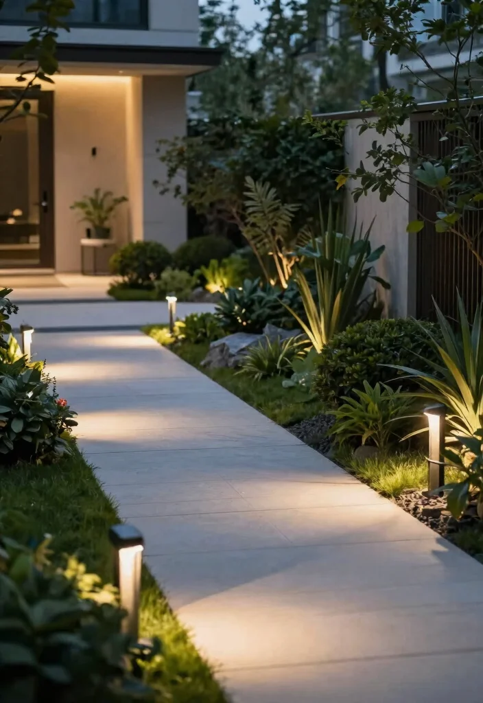 15 Front Yard Lighting Ideas That Boost Curb Appeal at Night - 12. Recessed Lighting for a Sleek Look 1