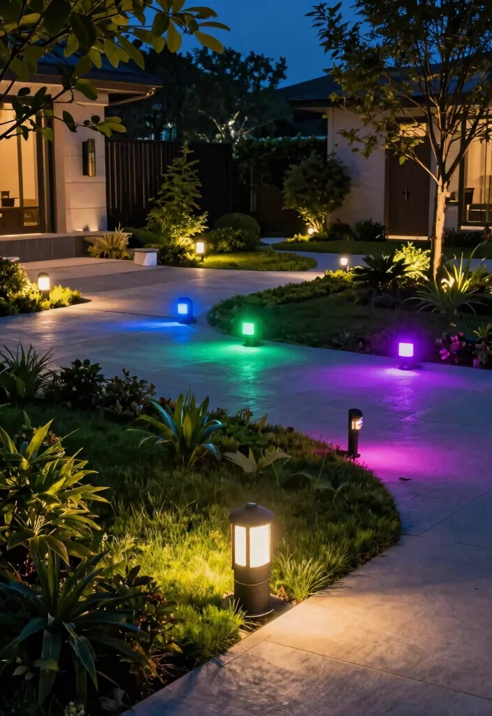 15 Front Yard Lighting Ideas That Boost Curb Appeal at Night - 15. Integrated Smart Lighting Systems 1
