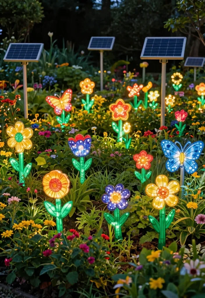 15 Front Yard Lighting Ideas That Boost Curb Appeal at Night - 4. Solar Garden Stakes 1
