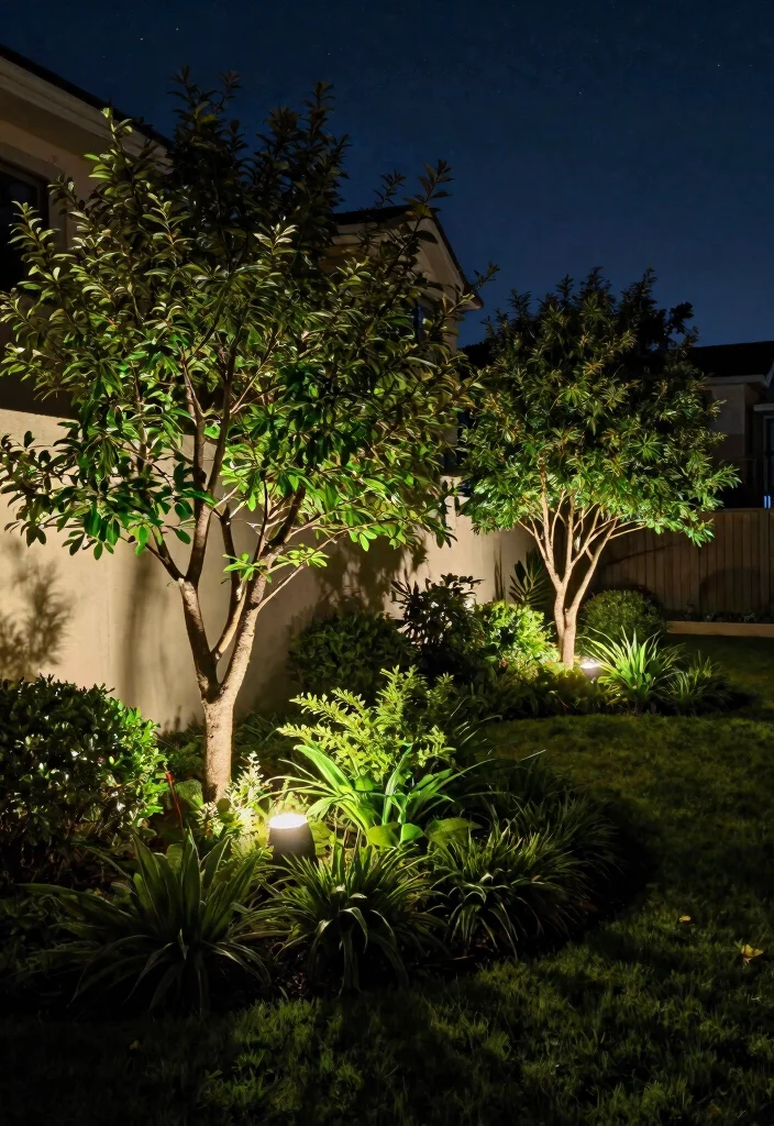 15 Front Yard Lighting Ideas That Boost Curb Appeal at Night - 5. Uplighting for Dramatic Effects 1
