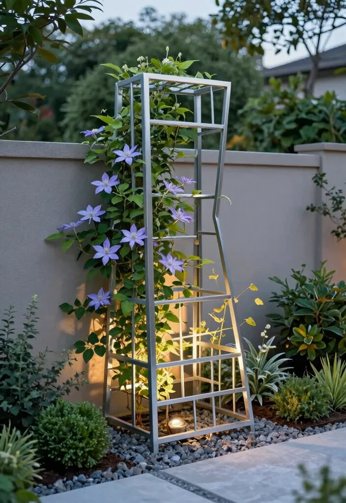 15 Modern Garden Trellis Ideas With Sleek Lines - 1. Geometric Metal Trellis 1