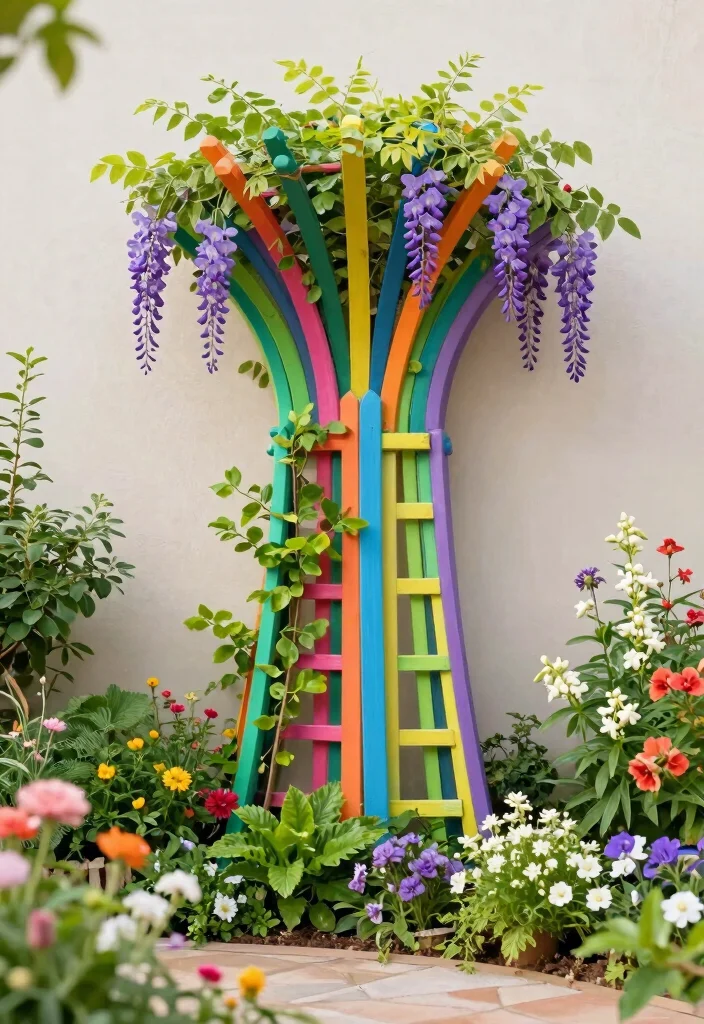 15 Modern Garden Trellis Ideas With Sleek Lines - 7. Fan-Shaped Trellis 1