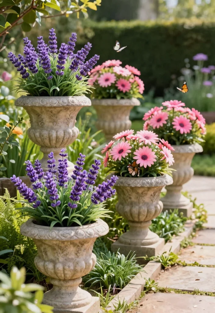 15 Outdoor Fake Flower Pot Ideas With Low Maintenance Charm 1 15 Outdoor Fake Flower Pot Ideas With Low Maintenance Charm - 1. Elegant Stone Planters 1