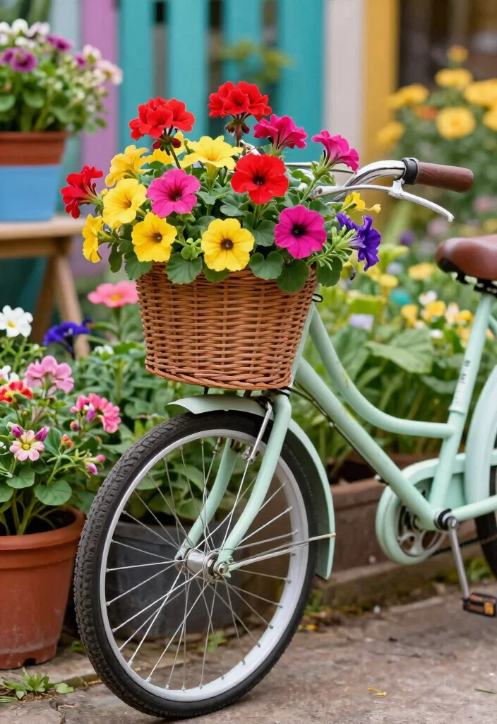 15 Outdoor Fake Flower Pot Ideas With Low Maintenance Charm 11 15 Outdoor Fake Flower Pot Ideas With Low Maintenance Charm - 11. Charming Bicycle Planters 1