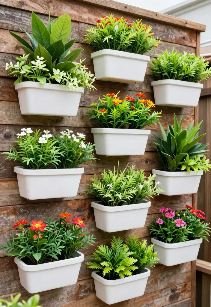 15 Outdoor Fake Flower Pot Ideas With Low Maintenance Charm 12 15 Outdoor Fake Flower Pot Ideas With Low Maintenance Charm - 12. Elegant Wall-Mounted Planters 1