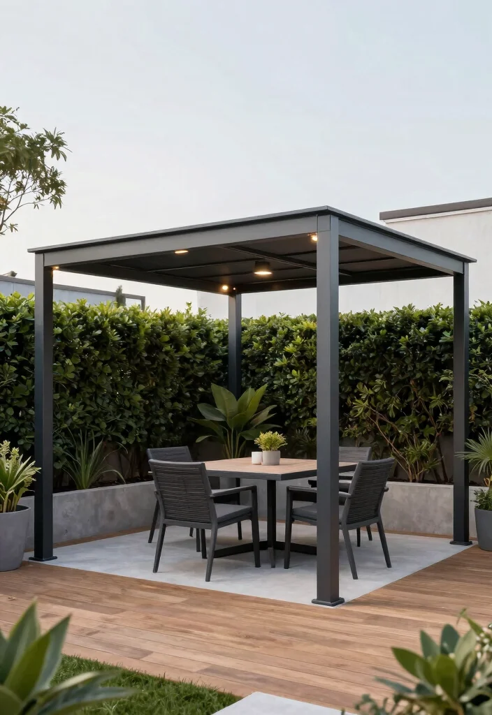 15 Pergola With Retractable Canopy Ideas for Flexible Shade - 1. Modern Minimalist Retreat 1