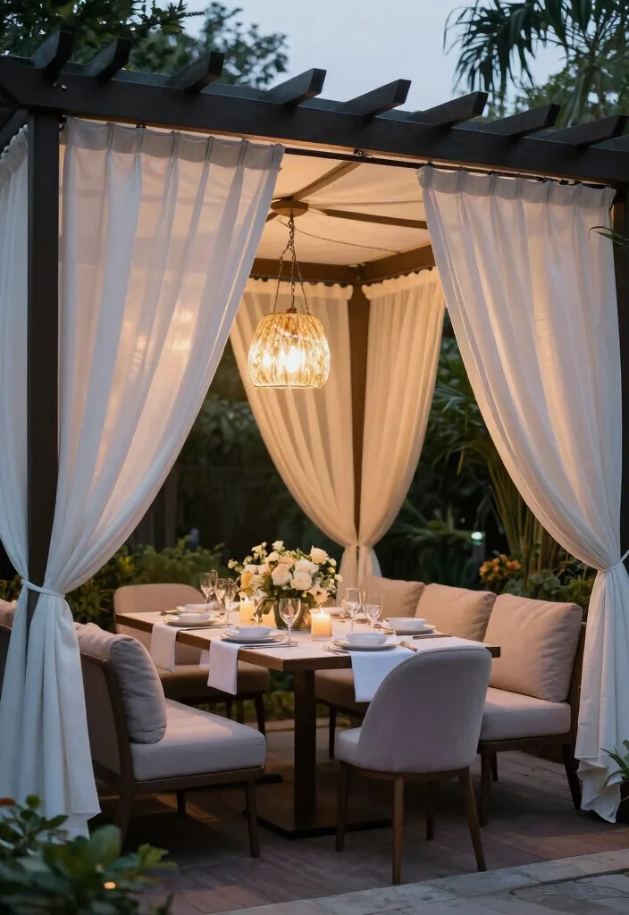 15 Pergola With Retractable Canopy Ideas for Flexible Shade - 13. Elegant Spa Dining Experience 1