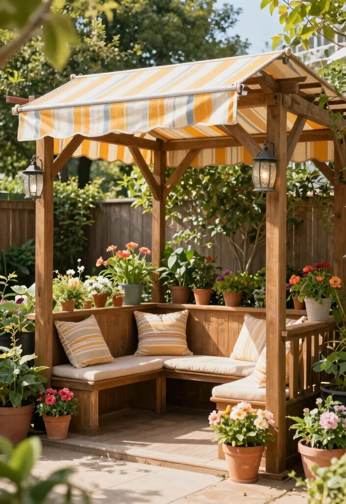 15 Pergola With Retractable Canopy Ideas for Flexible Shade - 3. Cozy Corner Pergola 1