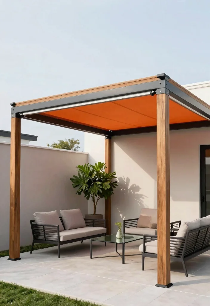 15 Pergola With Retractable Canopy Ideas for Flexible Shade - 5. Contemporary Chic 1