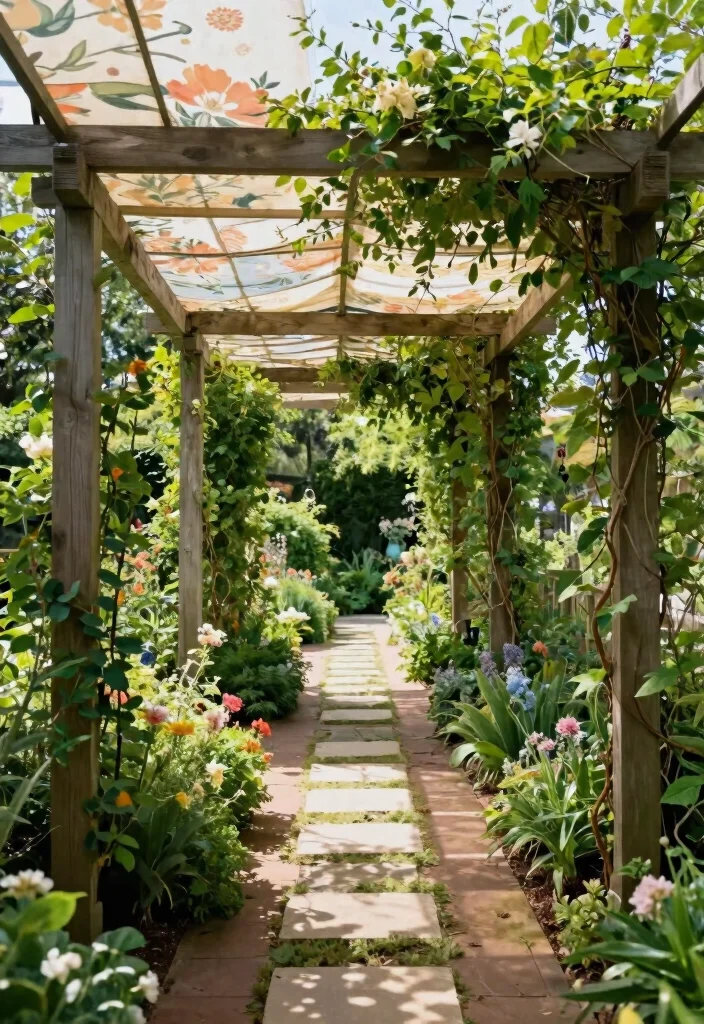 15 Pergola With Retractable Canopy Ideas for Flexible Shade - 6. Pergola Garden Walkway 1