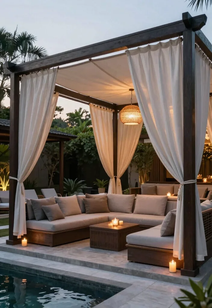 15 Pergola With Retractable Canopy Ideas for Flexible Shade - 7. Spa-Like Retreat 1