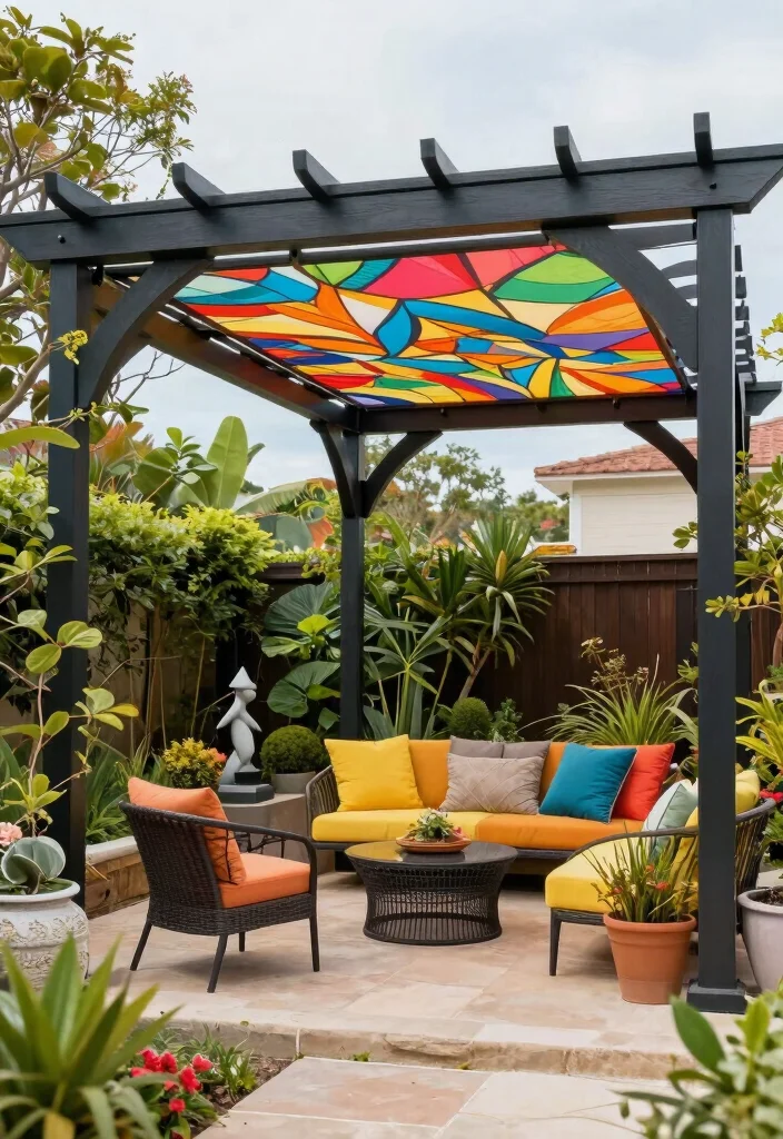 15 Pergola With Retractable Canopy Ideas for Flexible Shade - 8. Artistic Design Statement 1