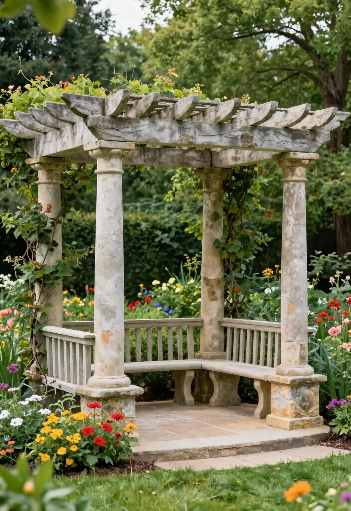 15 Simple Pergola Ideas That Elevate Any Backyard 10 15 Simple Pergola Ideas That Elevate Any Backyard - 10. Decorative Stone Pergola 1
