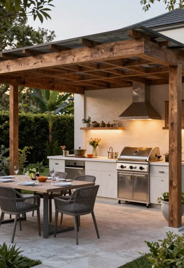 15 Simple Pergola Ideas That Elevate Any Backyard 13 15 Simple Pergola Ideas That Elevate Any Backyard - 13. Pergola with Outdoor Kitchen 1