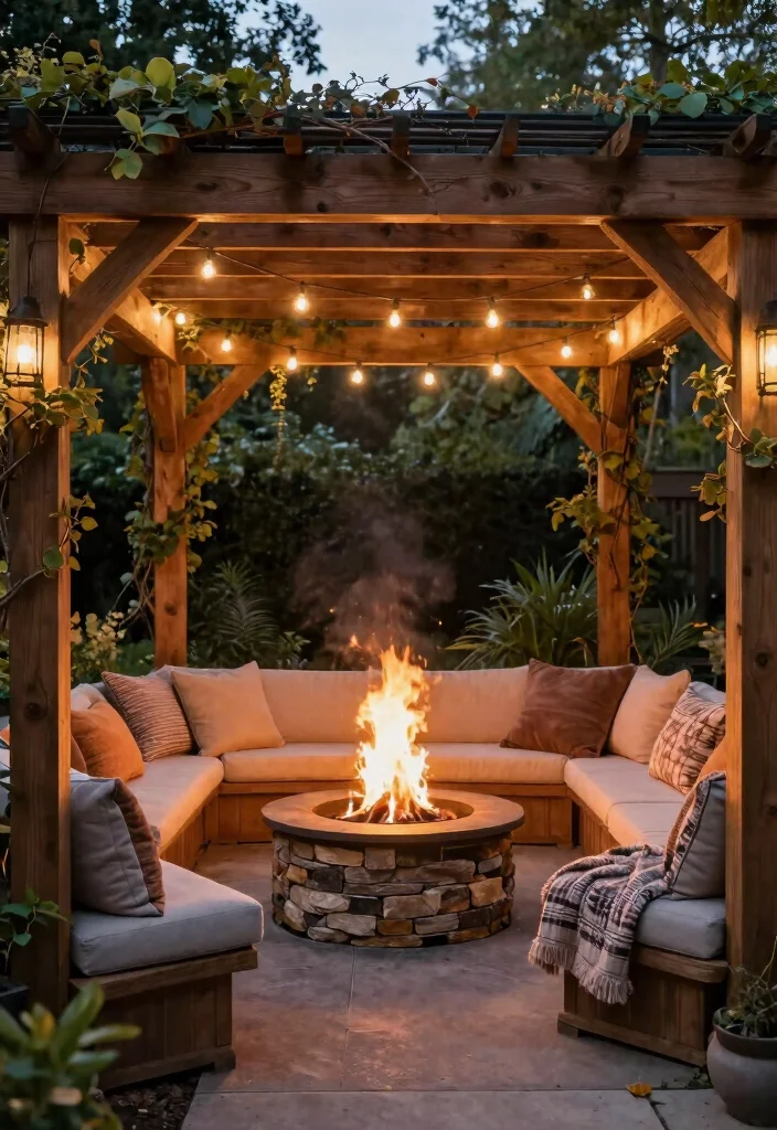 15 Simple Pergola Ideas That Elevate Any Backyard 14 15 Simple Pergola Ideas That Elevate Any Backyard - 14. Pergola with Fire Pit 1