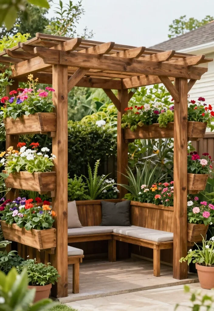 15 Simple Pergola Ideas That Elevate Any Backyard 15 15 Simple Pergola Ideas That Elevate Any Backyard - 15. Pergola with Built-in Planters 1