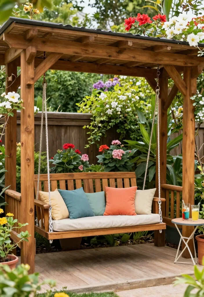 15 Simple Pergola Ideas That Elevate Any Backyard 7 15 Simple Pergola Ideas That Elevate Any Backyard - 7. Pergola with Swing 1