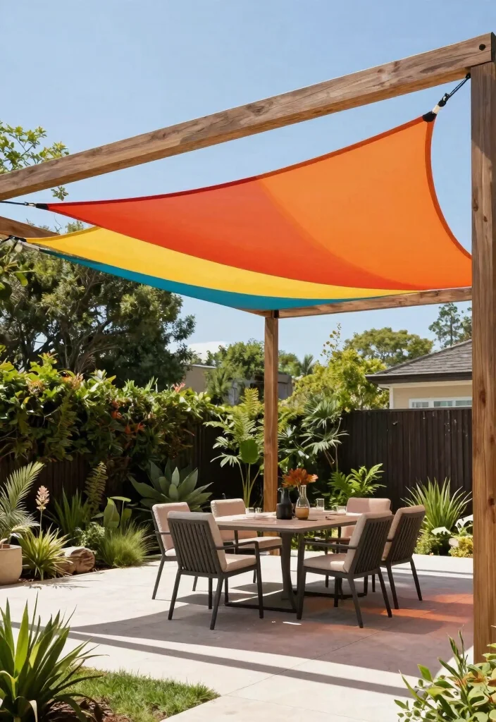 15 Simple Pergola Ideas That Elevate Any Backyard 9 15 Simple Pergola Ideas That Elevate Any Backyard - 9. Shade Sail Pergola 1