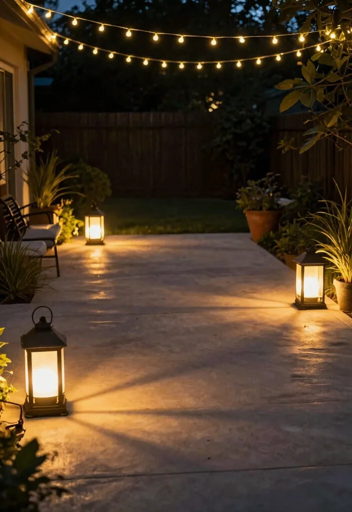 15 Small Concrete Patio Ideas That Feel Cozy & Modern 10 15 Small Concrete Patio Ideas That Feel Cozy & Modern - 10. Smart Lighting Solutions 1