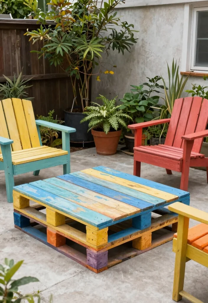 15 Small Concrete Patio Ideas That Feel Cozy & Modern 13 15 Small Concrete Patio Ideas That Feel Cozy & Modern - 13. Upcycled Furniture Pieces 1