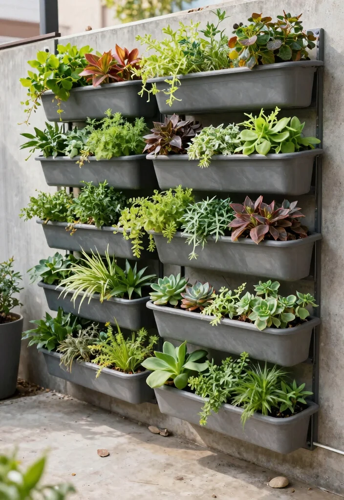 15 Small Concrete Patio Ideas That Feel Cozy & Modern 3 15 Small Concrete Patio Ideas That Feel Cozy & Modern - 3. Vertical Garden Wall 1