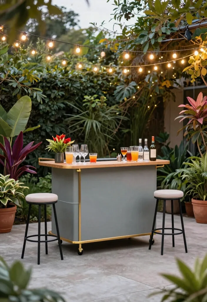 15 Small Concrete Patio Ideas That Feel Cozy & Modern 5 15 Small Concrete Patio Ideas That Feel Cozy & Modern - 5. Outdoor Mini Bar 1