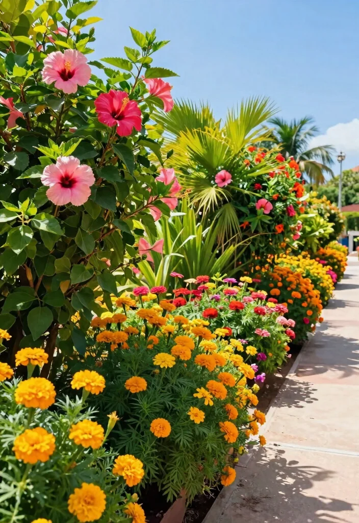 15 South Florida Landscape Ideas Front Yard With Tropical Vibes - 5. Colorful Flower Borders 1