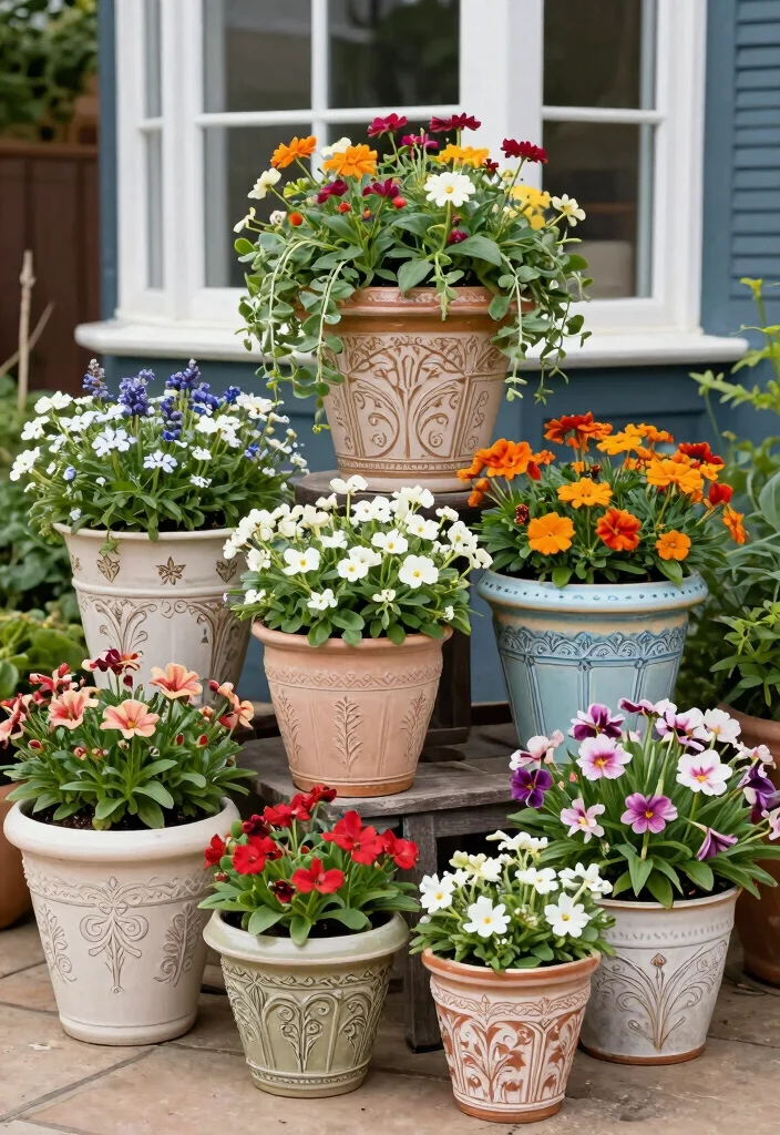 15 Victorian Terrace Garden Ideas With Classic Elegance - 12. Decorative Pots and Planters 1