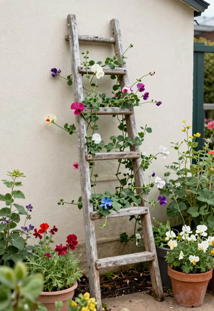16 Climbing Plants Trellis Ideas With Vertical Beauty - 10. Repurposed Garden Furniture 1