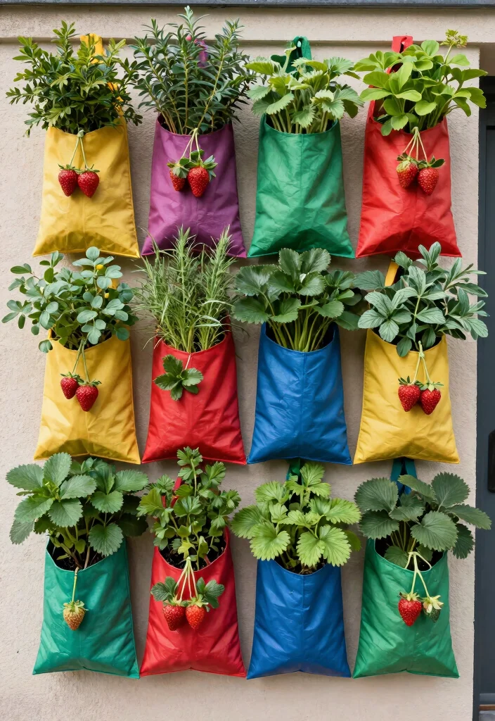 16 Climbing Plants Trellis Ideas With Vertical Beauty - 11. Vertical Garden Bags 1