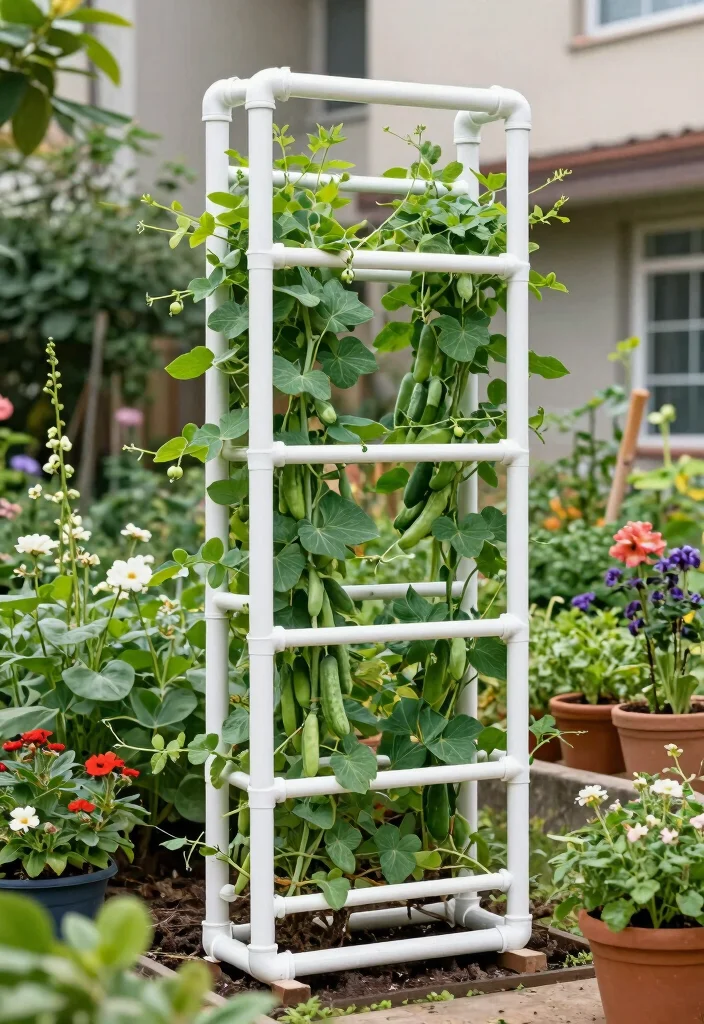 16 Climbing Plants Trellis Ideas With Vertical Beauty - 4. DIY PVC Pipe Trellis 1